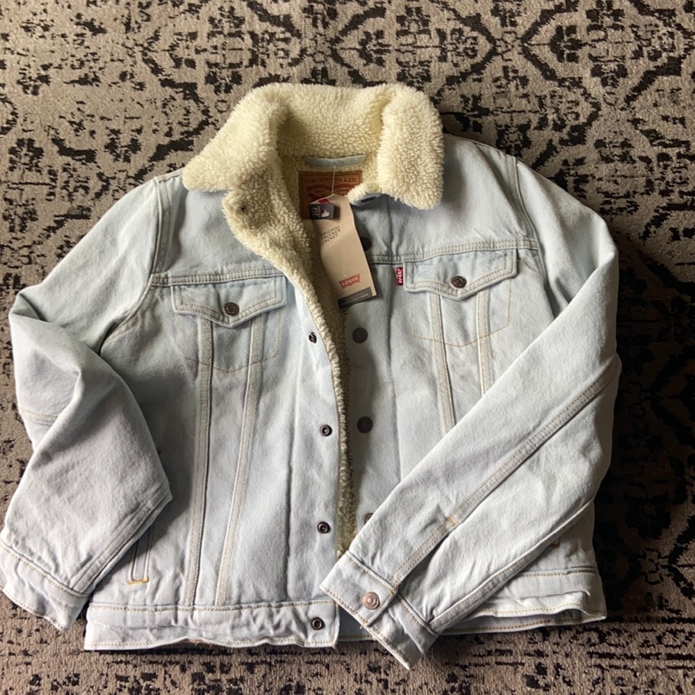 Levi’s Light Wash Denim Fur Coat
